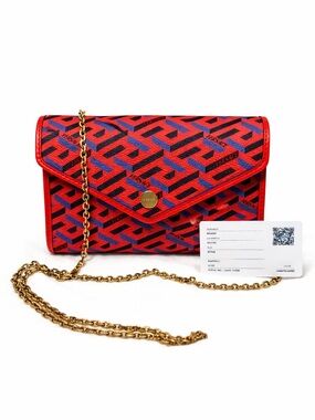 Versace Pink and Blue Geometric Limited Edition Medusa Hot Pink Crossbody